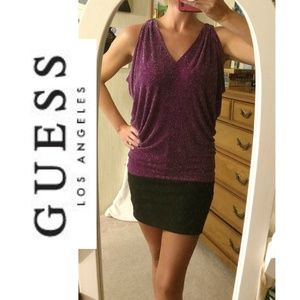 GUESS Purple Metallic Shimmer Top